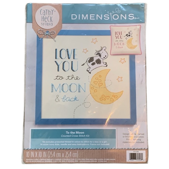 Dimensions Love You To The Moon & Back Counted Cross Stitch Kit Cow New - Picture 1 of 4